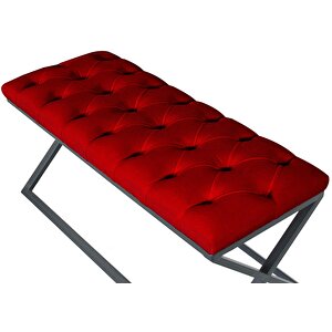 Varcera Siyah Çapraz Metal Ayaklı Bench Puf