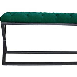 Varcera Siyah Çapraz Metal Ayaklı Bench Puf