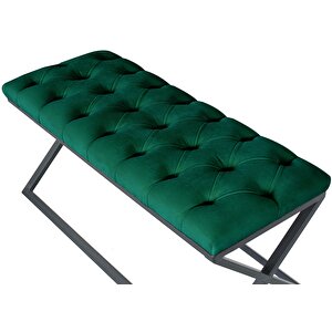 Varcera Siyah Çapraz Metal Ayaklı Bench Puf