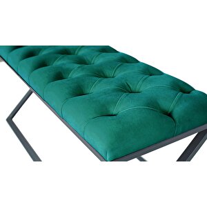 Varcera Siyah Çapraz Metal Ayaklı Bench Puf