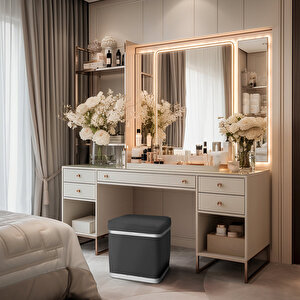 Zengo Silver Twin Line Puf, Kare Antrasit