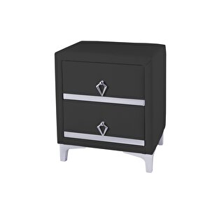 Doppia Linea Silver Komodin, İki Çekmeceli Antrasit