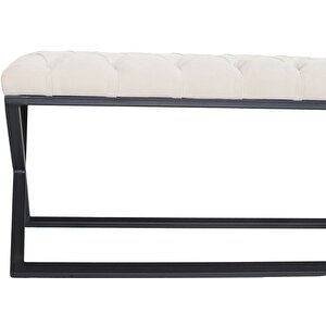 Varcera Siyah Çapraz Metal Ayaklı Bench Puf