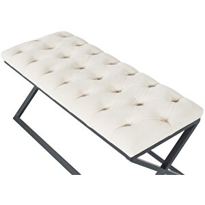 Varcera Siyah Çapraz Metal Ayaklı Bench Puf