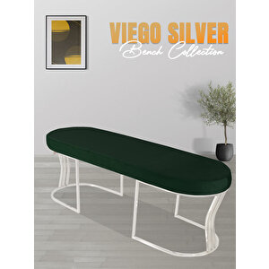 Viego Silver Smooth Bench Puf Yeşil