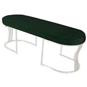 Viego Silver Smooth Bench Puf Yeşil
