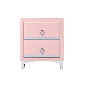 Doppia Linea Silver Komodin, İki Çekmeceli Pembe