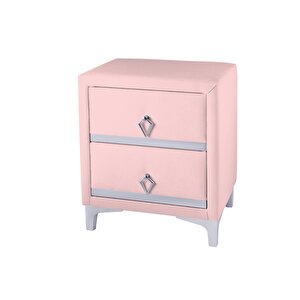 Doppia Linea Silver Komodin, İki Çekmeceli Pembe