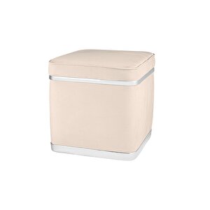 Zengo Silver Twin Line Puf, Kare Krem