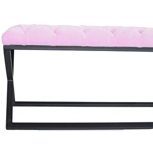 Varcera Siyah Çapraz Metal Ayaklı Bench Puf