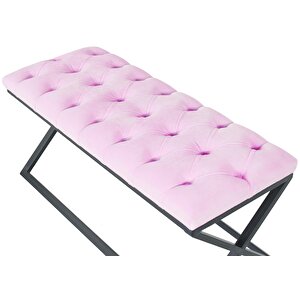Varcera Siyah Çapraz Metal Ayaklı Bench Puf