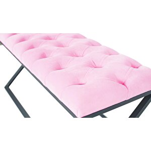 Varcera Siyah Çapraz Metal Ayaklı Bench Puf