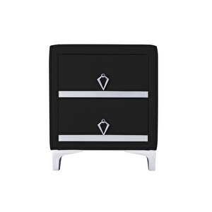 Doppia Linea Silver Komodin, İki Çekmeceli Siyah