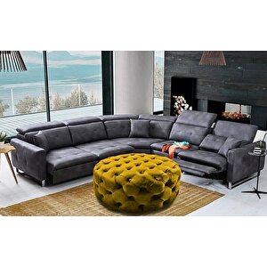 Gazzini Classic Orta Puf, Yuvarlak Oksit Sarı