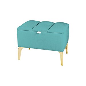 Vetra Mini Gold Royal Sandıklı Dekoratif Puf Turkuaz