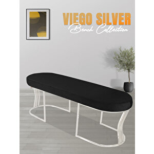 Viego Silver Smooth Bench Puf Siyah
