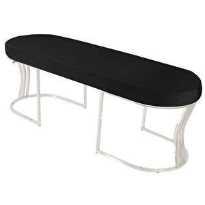 Viego Silver Smooth Bench Puf Siyah
