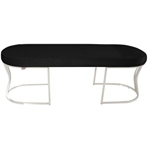 Viego Silver Smooth Bench Puf Siyah