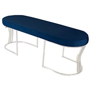 Viego Silver Smooth Bench Puf Mavi