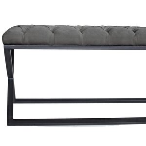 Varcera Siyah Çapraz Metal Ayaklı Bench Puf