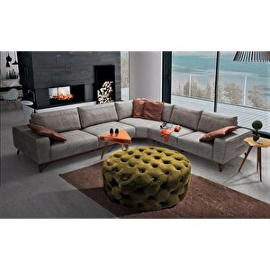 Gazzini Classic Orta Puf, Yuvarlak Hardal