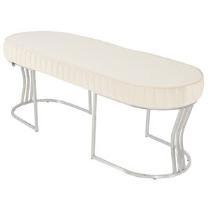 Viego Silver Striped Bench Puf Beyaz