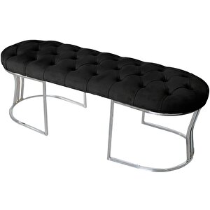 Viego Silver Bench Puf Siyah