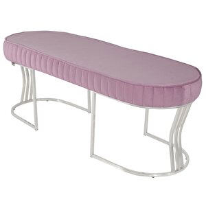 Viego Silver Striped Bench Puf Pembe