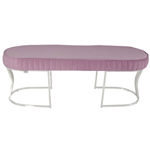 Viego Silver Striped Bench Puf Pembe