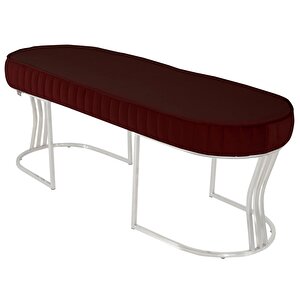 Viego Silver Striped Bench Puf Bordo