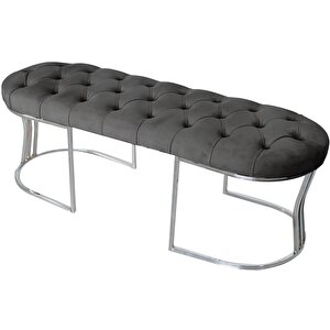 Viego Silver Bench Puf Gri