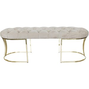 Viego Gold Bench Puf Krem