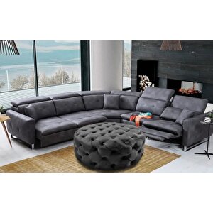 Gazzini Classic Orta Puf, Yuvarlak Gri