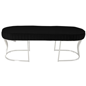 Viego Silver Striped Bench Puf Siyah