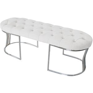 Viego Silver Bench Puf Beyaz