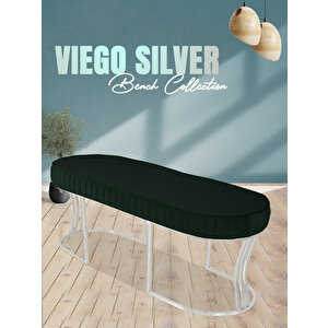 Viego Silver Striped Bench Puf Yeşil