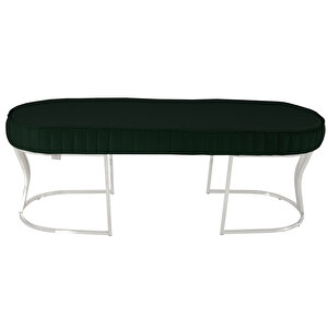 Viego Silver Striped Bench Puf Yeşil