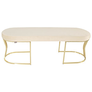 Viego Gold Smooth Bench Puf Krem
