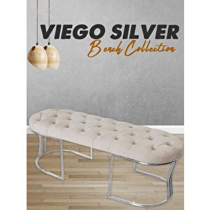 Viego Silver Bench Puf Krem