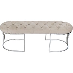 Viego Silver Bench Puf Krem