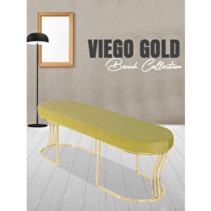 Viego Gold Smooth Bench Puf Hardal