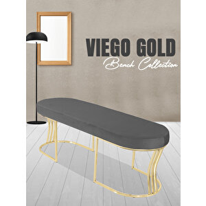 Viego Gold Smooth Bench Puf Gri