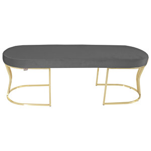 Viego Gold Smooth Bench Puf Gri