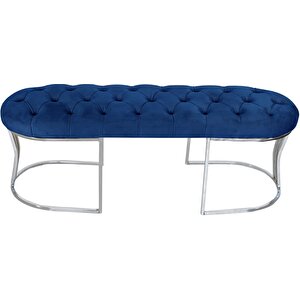 Viego Silver Bench Puf Mavi