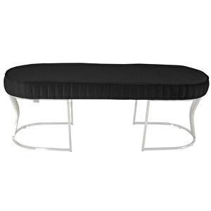 Viego Silver Striped Bench Puf Antrasit