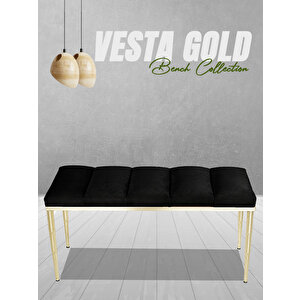 Vesta Gold Bench Puf Siyah