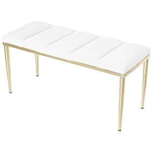 Vesta Gold Bench Puf Beyaz