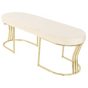 Viego Gold Smooth Bench Puf Beyaz