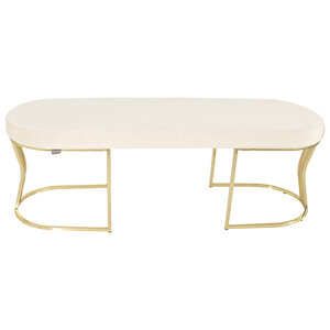 Viego Gold Smooth Bench Puf Beyaz