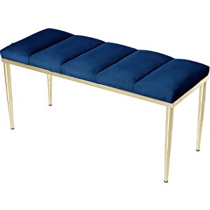 Vesta Gold Bench Puf Mavi